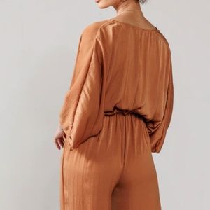 Leland Paperbag Waist Jumpsuit in camel size 2XL